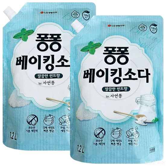 퐁퐁 베이킹소다 주방세제 리필용 1.2kg 2개