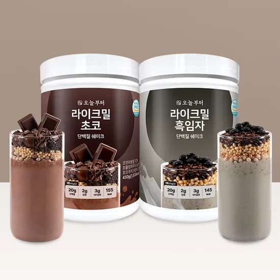 라이크밀 단백질 쉐이크 초코맛 450g + 흑임자맛 450g 2개