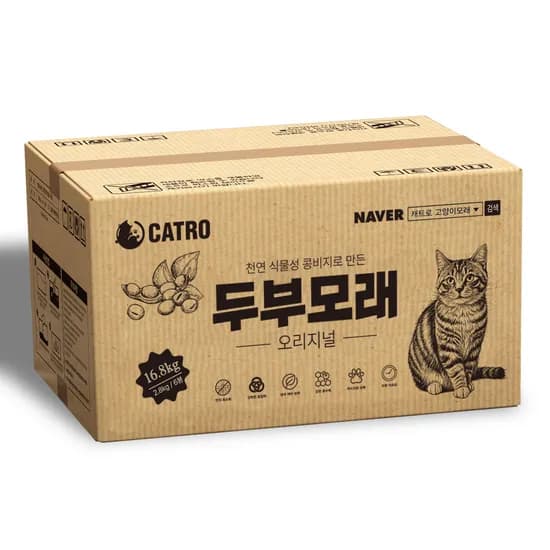 캐트로 고양이 두부모래, 오리지널, 2.8kg, 6팩