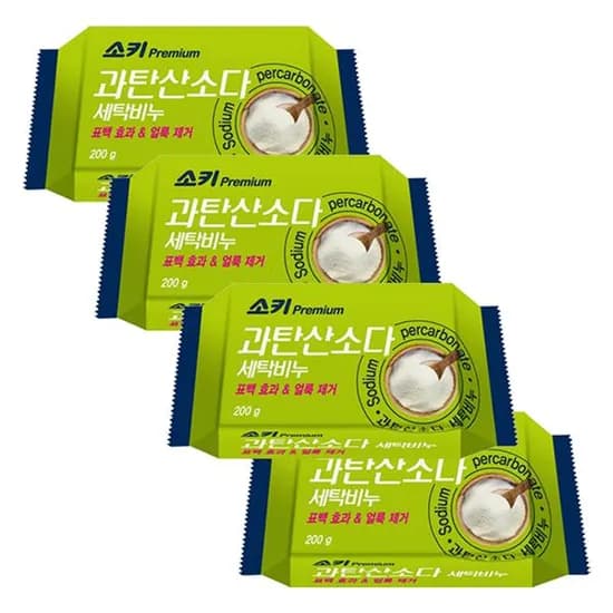 소키 과탄산소다 세탁비누 200g 4개