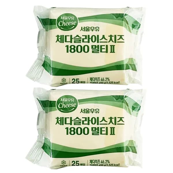 서울우유 체다슬라이스치즈 멀티II 450g 2개