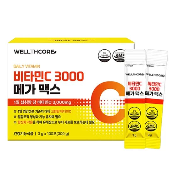 웰스코어 메가도스 비타민C 3000 메가 맥스, 3g, 100포, 1개