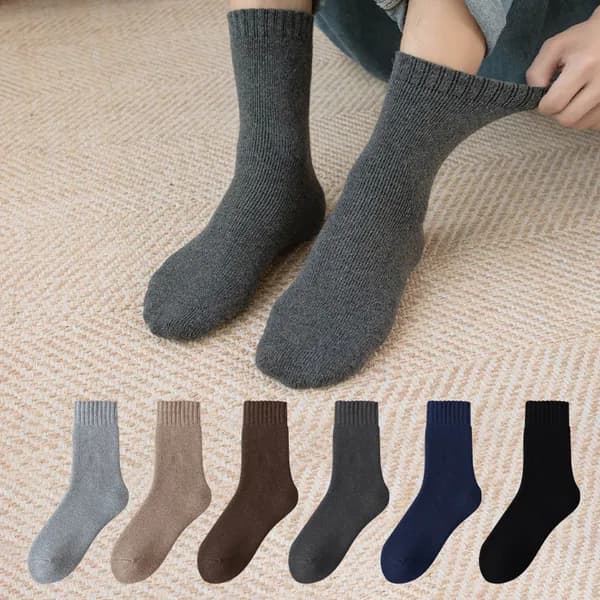 도톰한 겨울용 방한 파일 중목 양말 블랙 6켤레 남성 FREE 8,500원