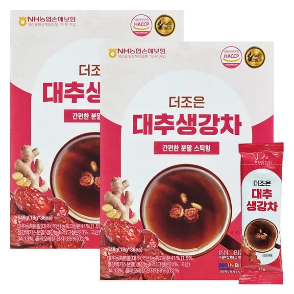 더존건강 더조은 대추생강차 18g 36포 2개