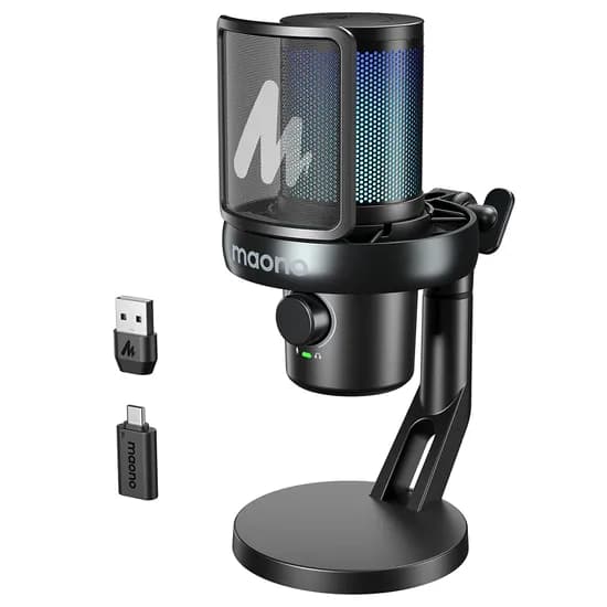 마오노 DM40 Pro 무선 AI 음성변조 게이밍 방송용 유튜브 콘덴서 마이크 블랙 1개