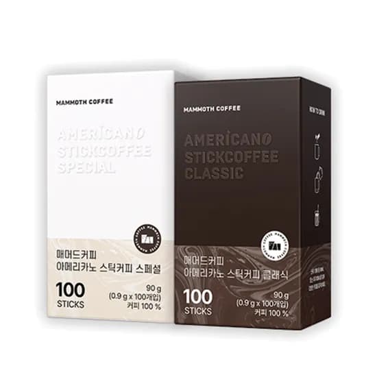 매머드 커피 아메리카노 스틱미니 클래식 + 스페셜, 180g, 200스틱, 1세트