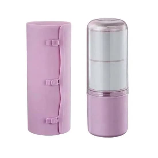 칼라 3단 도시락 세트 990ml 파스텔핑크 1개