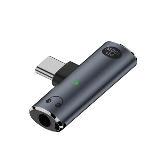 For the 3H USB C타입 to 3.5 이어폰 DAC 지원 고속 듀얼 충전 젠더 FT3H-DG100 그레이 1개