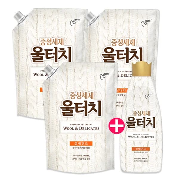 피죤 울터치 중성세제 본품 1L 1개 + 리필 1.3L 3개