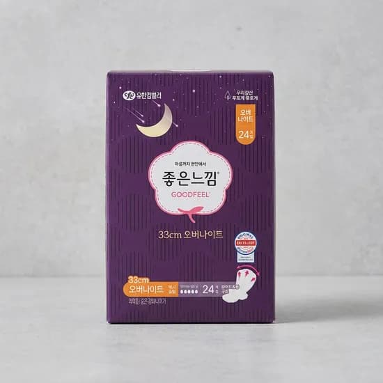 좋은느낌 오리지널 오버나이트 생리대 24매 2팩