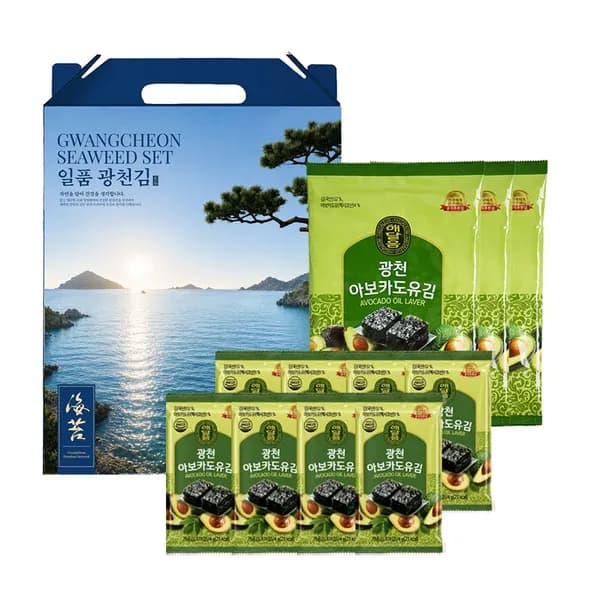 해달음 광천 아보카도유 도시락김 전장김 선물세트 (전장김 3봉 + 도시락김 8봉) 10,500원