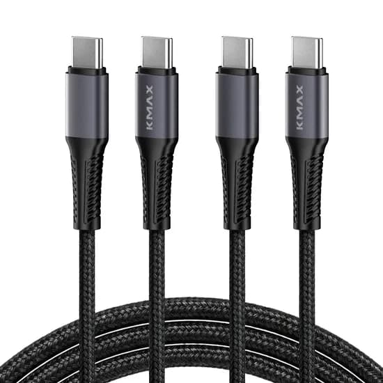 케이맥스 100W 메탈페브릭 C-C타입 초고속 충전 케이블, 블랙, 2m, 2개