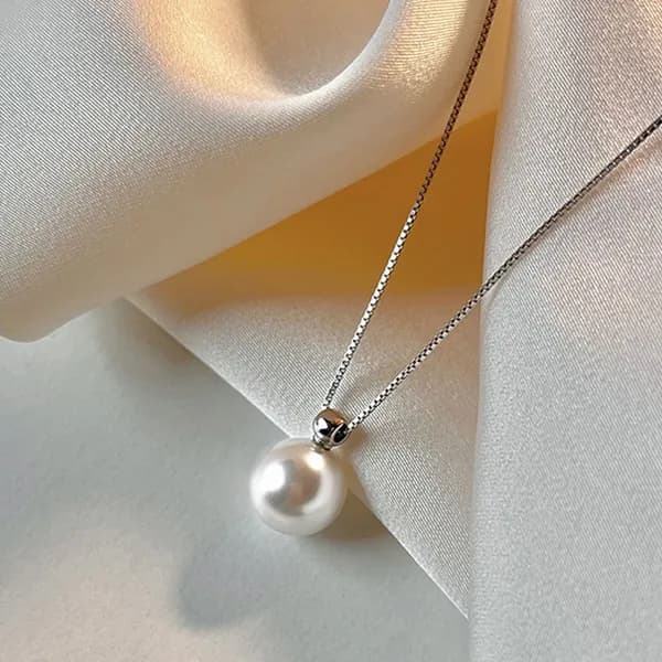 심플 한알 진주 목걸이 실버 one size 5,700원