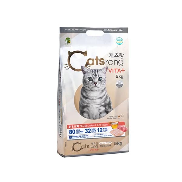 캐츠랑 비타플러스 고양이 사료 전연령 닭+참치 5kg 2개
