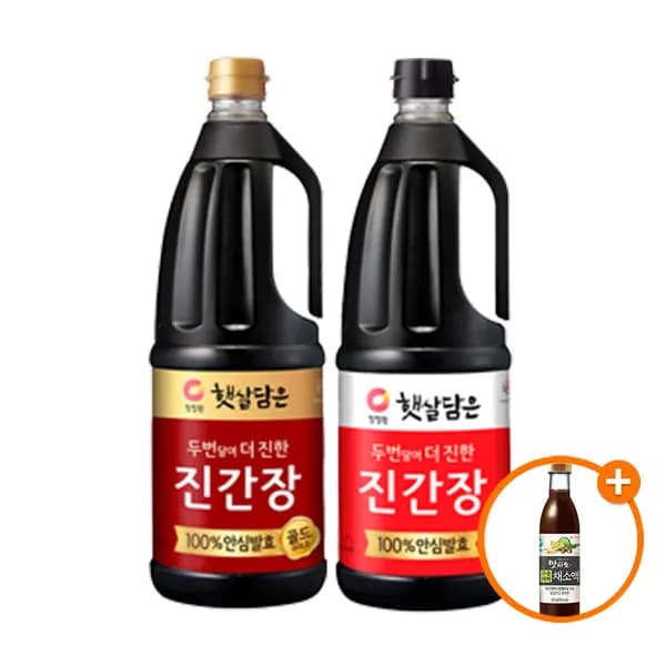 청정원 햇살담은 두번달여 더 진한 진간장 골드 1.7L 1개 + 일반 1.7L 1개 + 증정 구운 대파 채소액 560g 1개