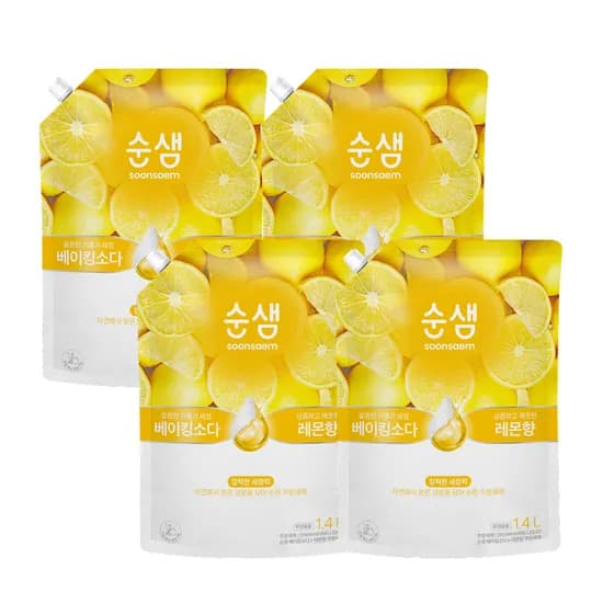 순샘 베이킹 소다 레몬 주방세제 1.4L 4개