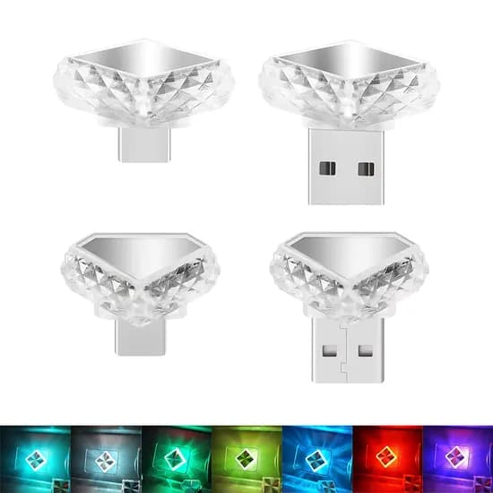 DR7 차량용 USB 실내 무드등 조명, DR7-L7, USB타입, 다이아, 1개