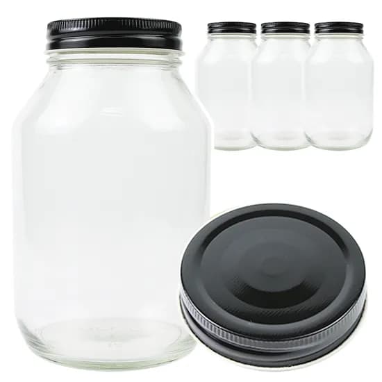 OS원형1.0 투명 유리병, 블랙, 850ml, 4개입, 1개