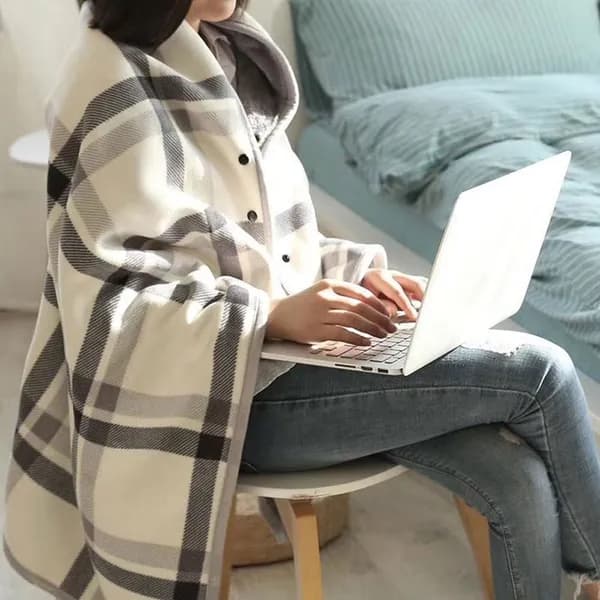 똑딱이 어깨담요 체크그레이 1개