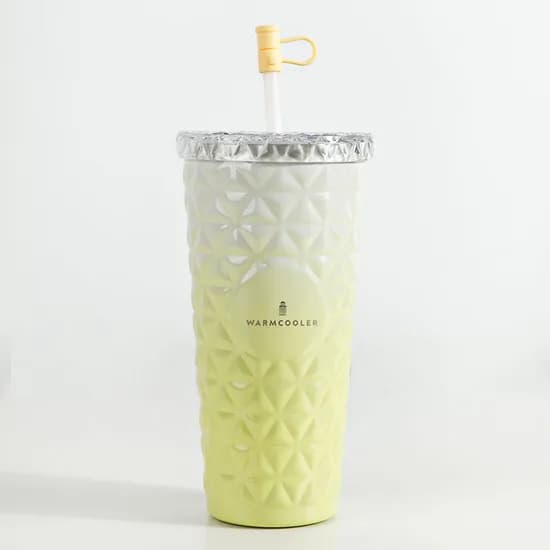 웜쿨러 보온보냉 대용량 콜드컵 스트로우 텀블러, 옐로우, 700ml, 1개
