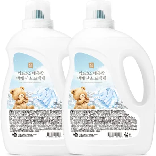 쉼표365 대용량 액체 산소 표백제 중성 3L 2개