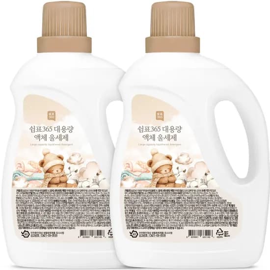 쉼표365 대용량 액체 중성 울세제 3L 2개