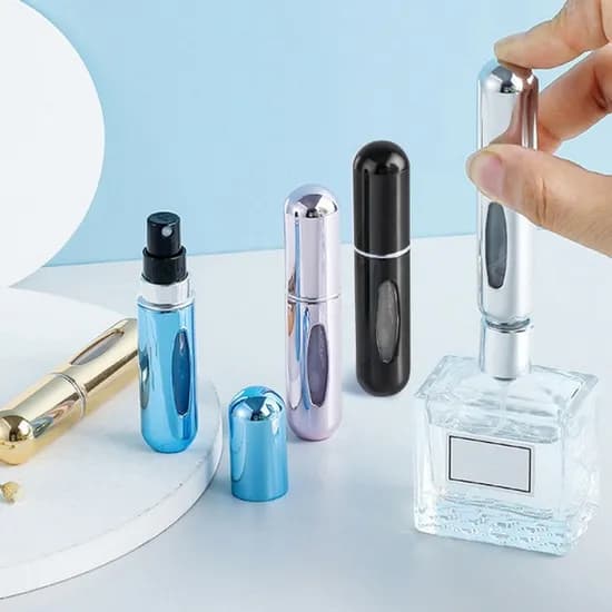RSC03 펌핑 충전식 휴대용 향수 스프레이 공병, 블랙, 5ml, 3개