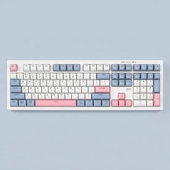 지클릭커 OFFICEPRO WK50 사일런스 M RGB 풀윤활 무소음 방수 무선 블루투스 키보드 108키 SkyPink 제조사축