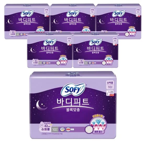 쏘피 바디피트 볼록맞춤 안심숙면 슈퍼롱 오버나이트 10매 6개