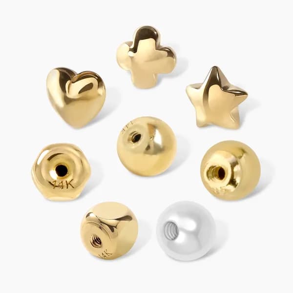 Velvet & Gold 진주 피어싱볼 3mm 2개 + 4mm 2개 1세트