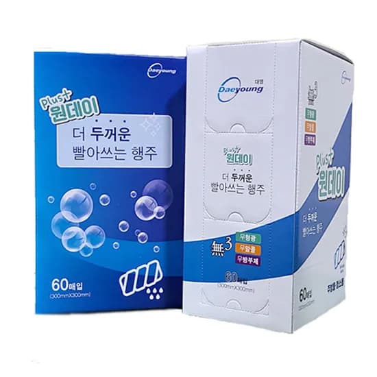 플러스 원데이 더 두꺼운 빨아쓰는 행주 60매