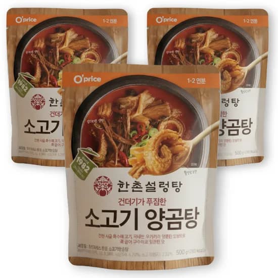 오프라이스 한촌설렁탕 소고기 양곰탕 500g 3개