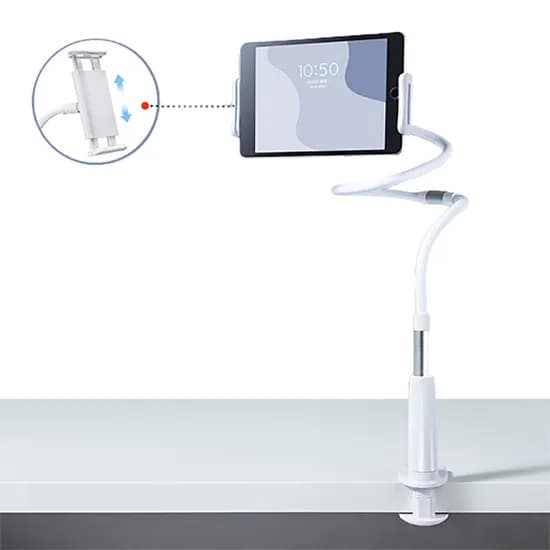 SEMEUR 태블릿 핸드폰 파워 침대 책상 자바라 거치대, 110cm, 실버, 1개