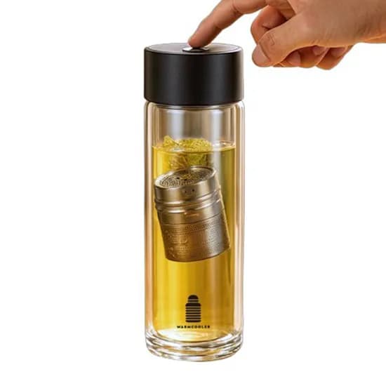 웜쿨러 이중 내열 유리 자석 캡슐 티 텀블러, 500ml, 1개 + 전용 파우치, 1개