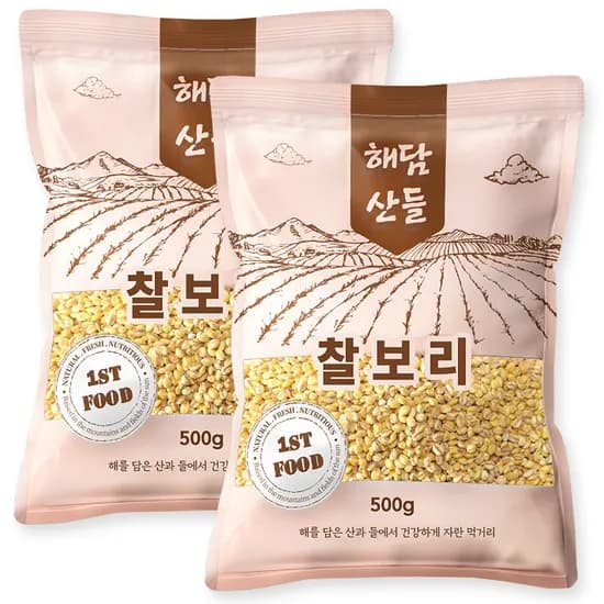 해담산들 국산 찰보리, 500g, 2봉