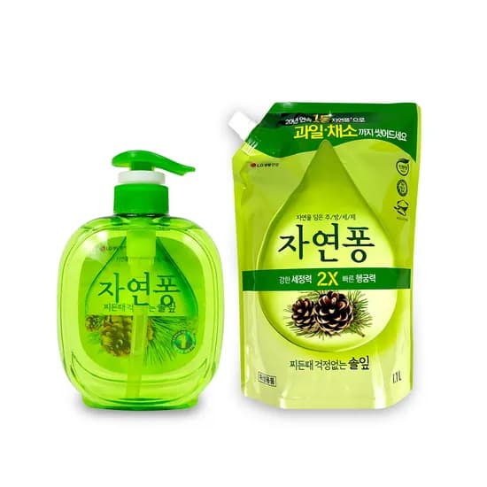 자연퐁 솔잎 주방세제 본품 490ml 1개 리필 1100ml 1개