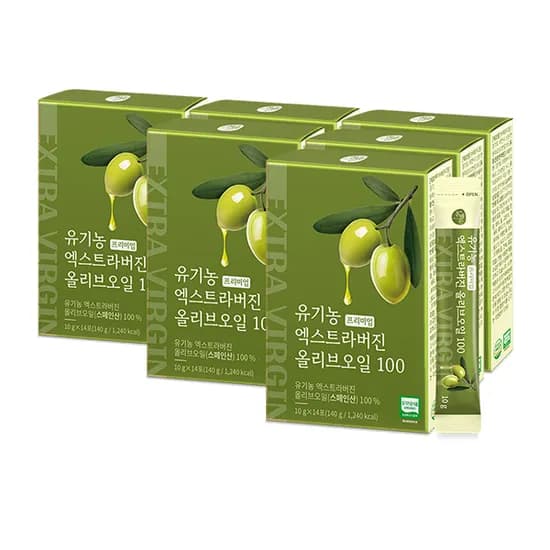 올바른 유기농 프리미엄 엑스트라버진 올리브오일 100, 10g, 14포, 6박스