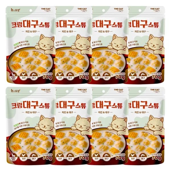 캣스토랑 크림밀크스튜 치킨&대구 70g 8개