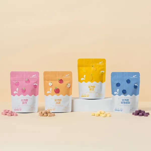 리틀스푼 동결건조 요거트큐브 요거랑 딸기+사과+블루베리+망고 16g 4봉 세트