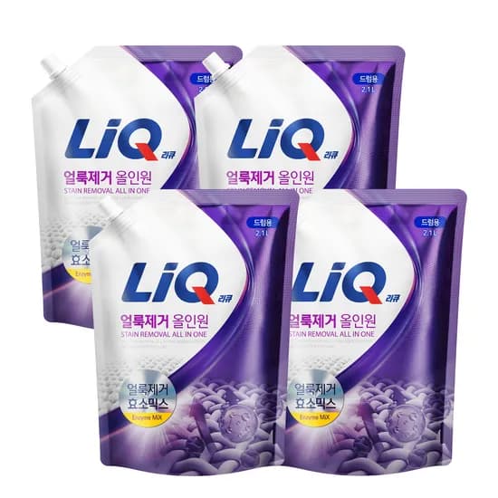 애경 리큐 세탁세제 얼룩제거 올인원 드럼용 2.1L 4개