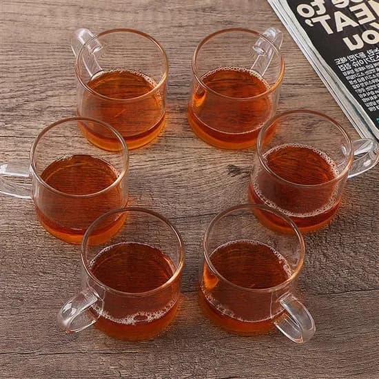 내열 유리 찻잔, 투명, 120ml, 6개입, 1세트