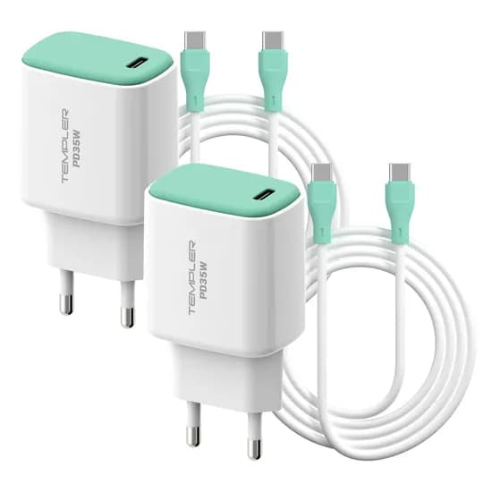 템플러 35W 1포트 어댑터, 화이트 민트, 2개 + 45W CtoC 케이블, 2m, 2개
