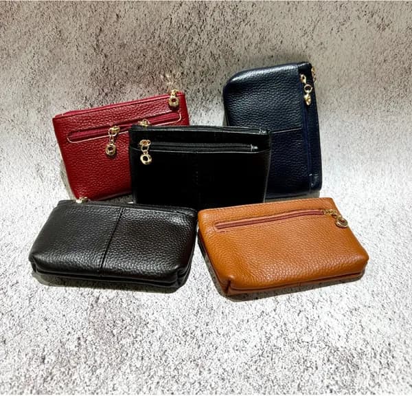 소가죽 동전지갑 지퍼 손지갑 네이비 13x9x2cm