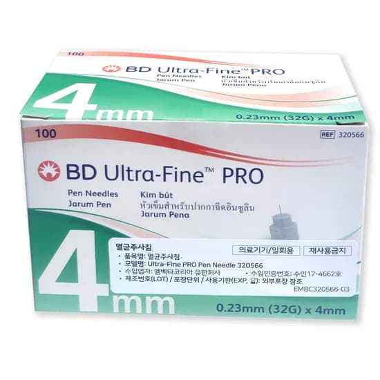 BD 펜니들 울트라파인프로 마이크로 32G 4mm 100개 멸균주사침