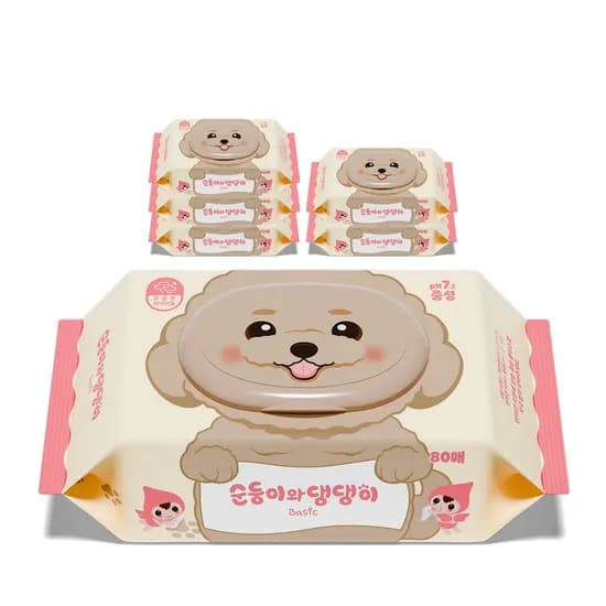 순둥이와 댕댕이 물티슈, 베이직, 80매, 6팩