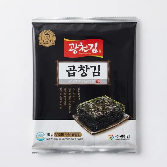 광천김 구운 곱창김 10봉 세트 무조미 18g 10봉