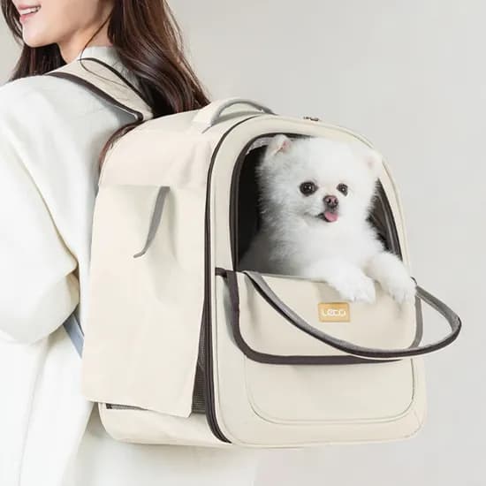 레토 강아지 이동가방 백팩 기내용, 화이트, 대형, 1개
