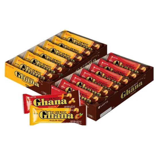 롯데제과 가나초코바 세트 땅콩 45g 아몬드 43g 12개씩 1세트