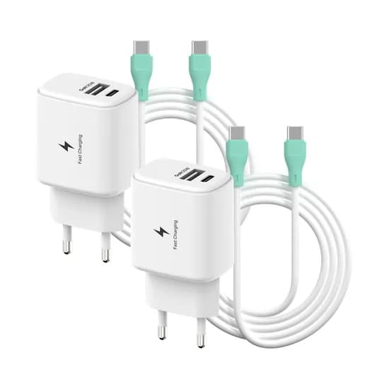템플러 25W 초고속 충전기 2포트 PD 45W 2M CtoC 케이블 포함, 화이트, 2개