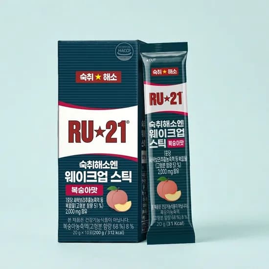RU+21 숙취해소엔 웨이크업스틱 젤리 복숭아맛 20g 10포 2박스